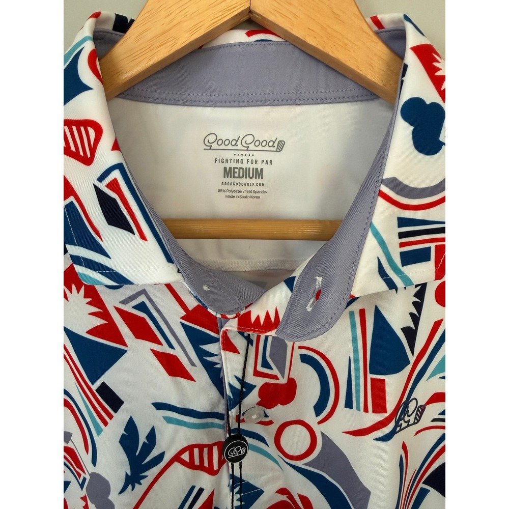 Good Good Proud and True Polo Mens Medium Red White Blue Golf Shirt GG997R-M NEW - Picture 5 of 6